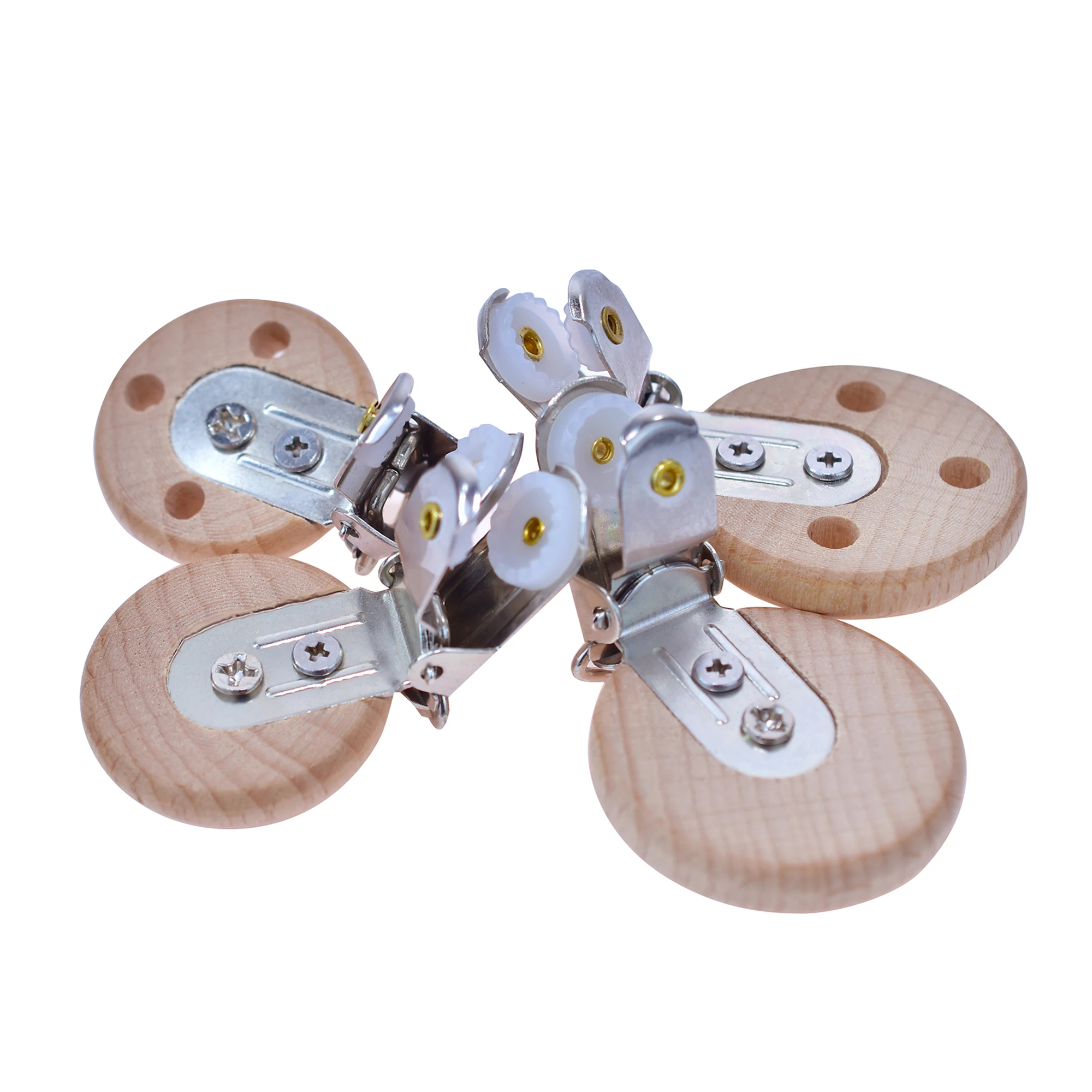 Mabochewing 50pcs Beech Wood Clips Round Clamp Style DIY Pacifier Chain Necklace Bracelet Accessories