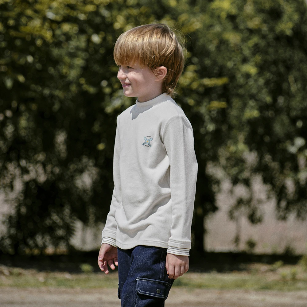 Dave Bella Children Double-side Fleece Autumn Winter Bottoming Thicken T-shirts Boys Half High Collar Long Sleeve Tops DK4253797