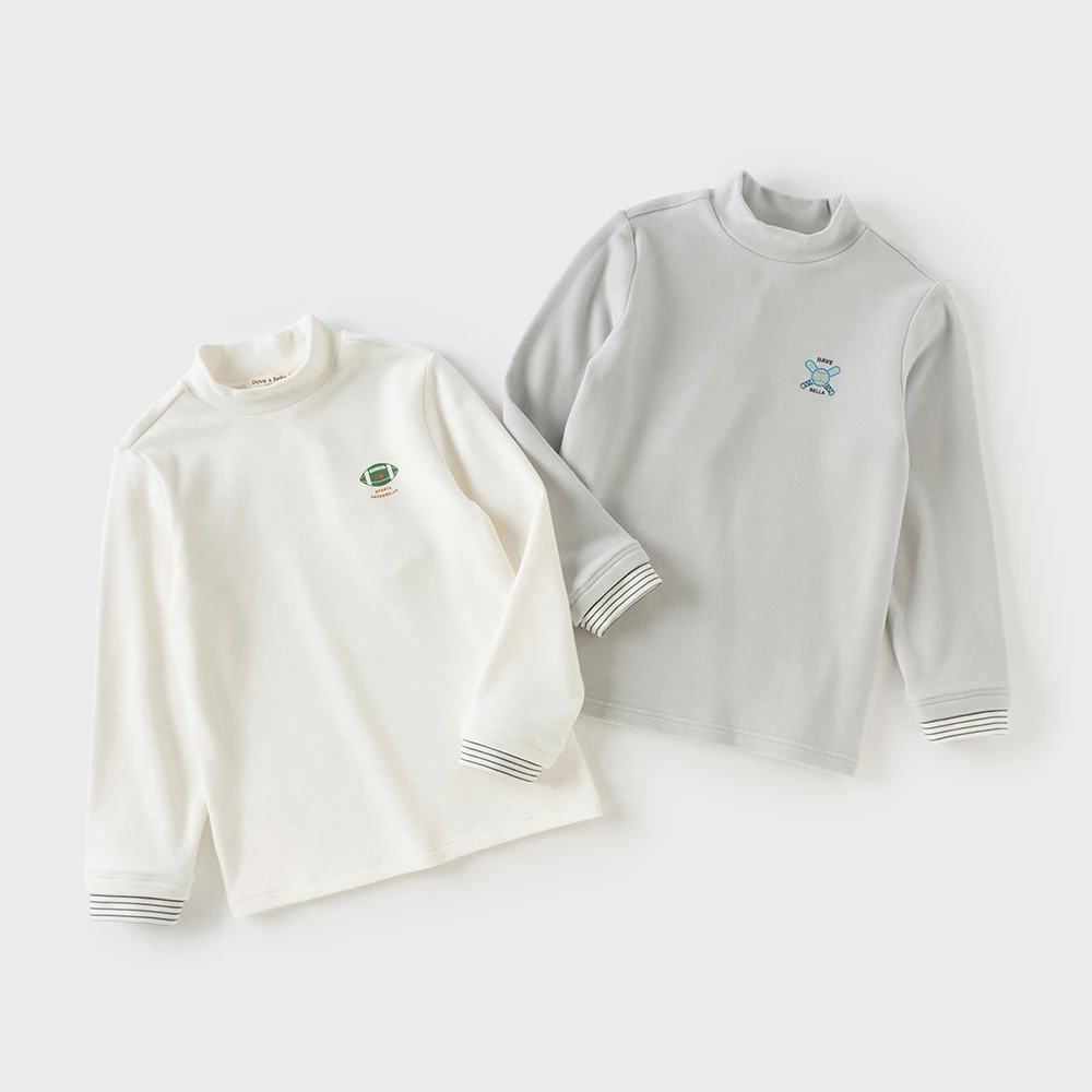 Dave Bella Children Double-side Fleece Autumn Winter Bottoming Thicken T-shirts Boys Half High Collar Long Sleeve Tops DK4253797