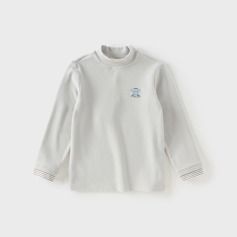 Dave Bella Children Double-side Fleece Autumn Winter Bottoming Thicken T-shirts Boys Half High Collar Long Sleeve Tops DK4253797