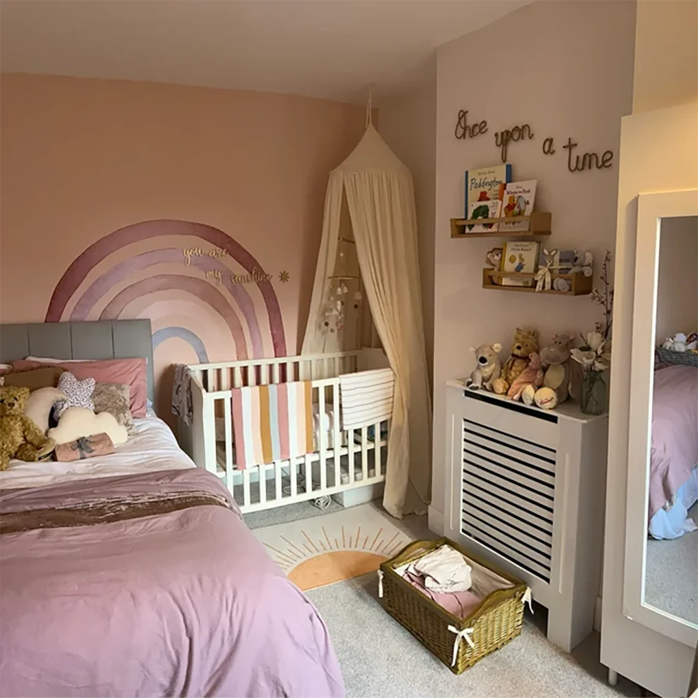 Kids Bed Canopy Cotton Linen Cover Net Baby Crib Reading Nook Curtain Nursery Room Decor Hideaway Hanging Round Tent