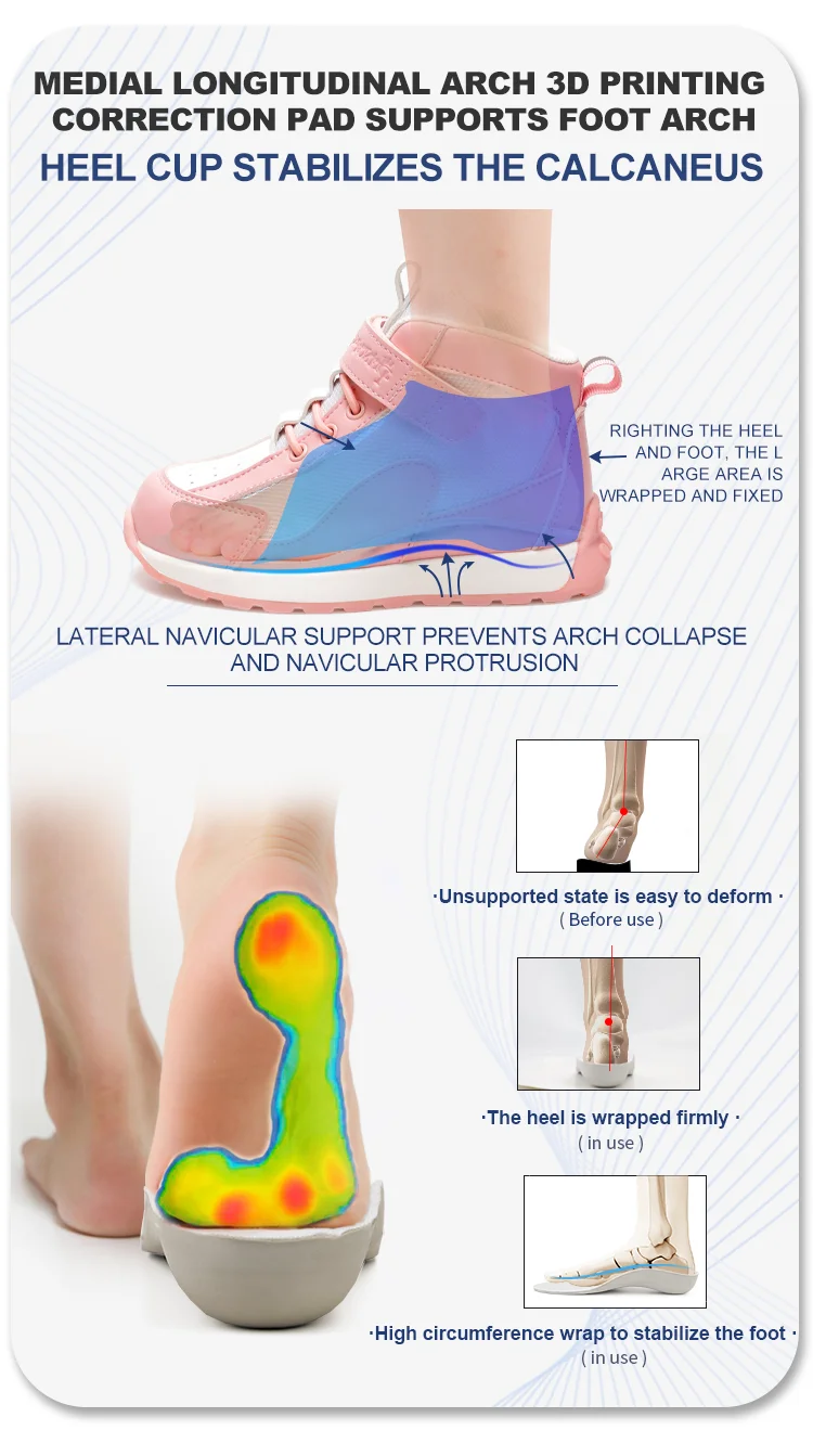 Princepard Kids Orthopedic Shoes, Arch Support Corrective Sneakers for Girls and Boys Correct Flat Feet and Tiptoe Walking