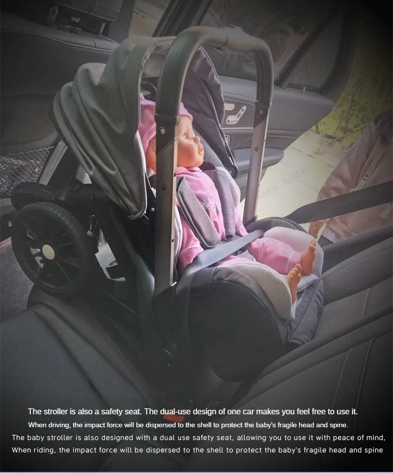 EU STOCK 4 In1 Baby Stroller Multifunctional Newborn Baby Carriage Foldable Basket Type Seat Lightweight Travel Pram Car Seat