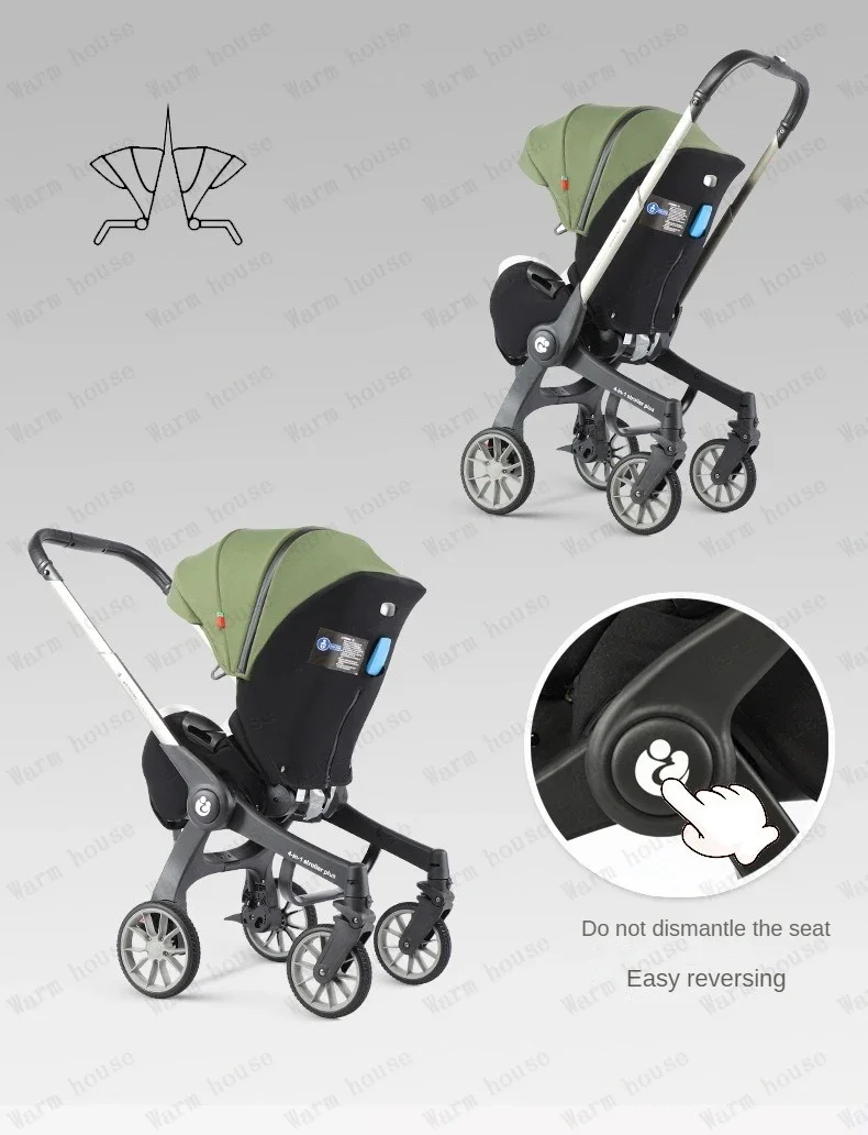 EU STOCK 4 In1 Baby Stroller Multifunctional Newborn Baby Carriage Foldable Basket Type Seat Lightweight Travel Pram Car Seat