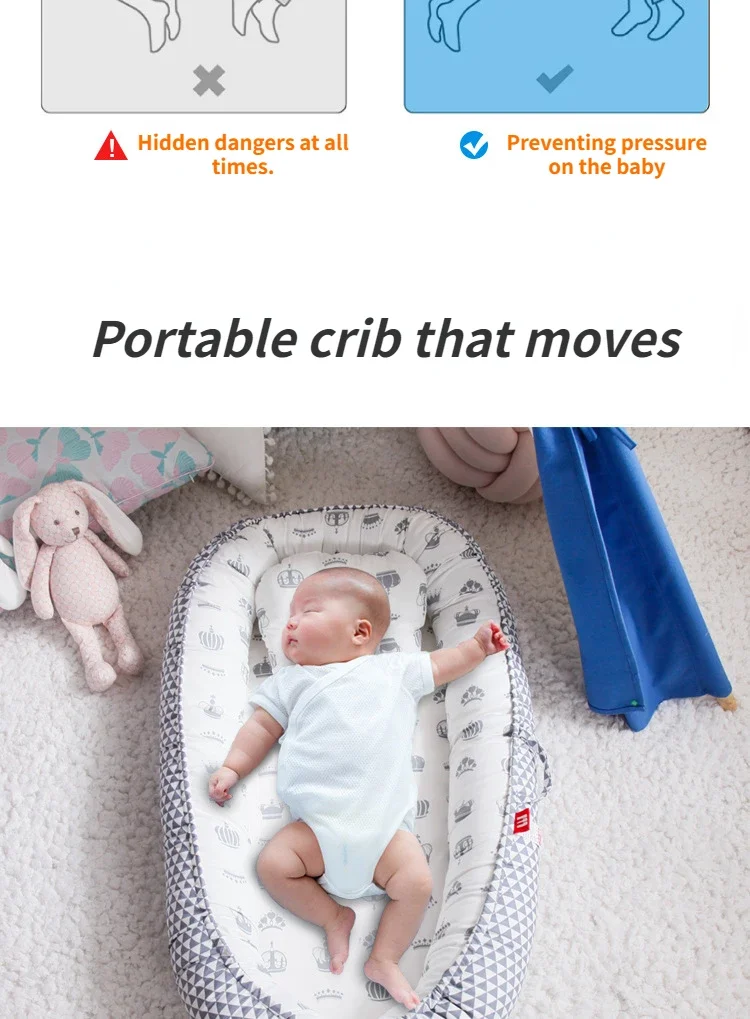 Baby Lounger for Newborn Soft Cotton Newborn Lounger Pillow Cover for 0-24 Months Portable Nest Sleeper Cover for Infant