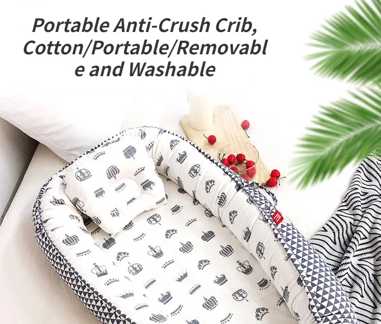 Baby Lounger for Newborn Soft Cotton Newborn Lounger Pillow Cover for 0-24 Months Portable Nest Sleeper Cover for Infant