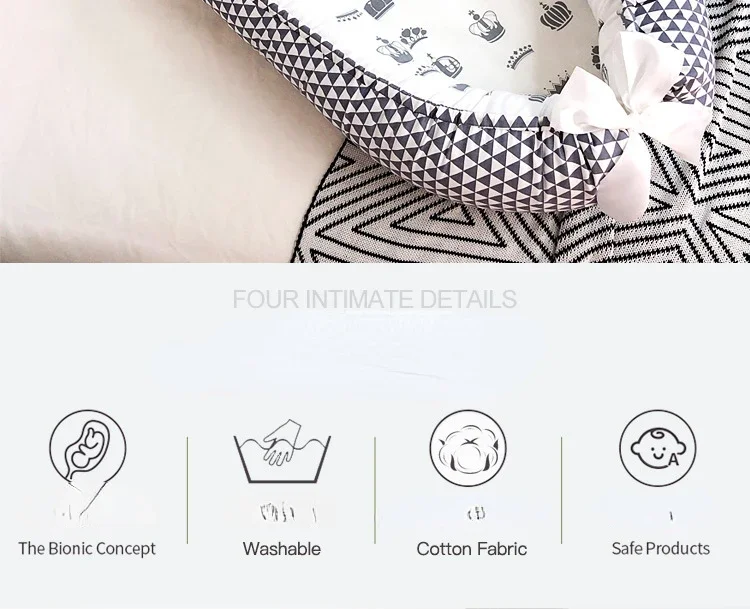 Baby Lounger for Newborn Soft Cotton Newborn Lounger Pillow Cover for 0-24 Months Portable Nest Sleeper Cover for Infant