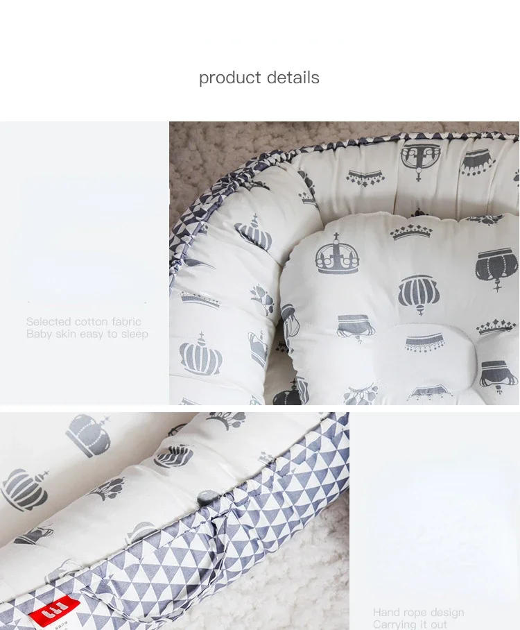 Baby Lounger for Newborn Soft Cotton Newborn Lounger Pillow Cover for 0-24 Months Portable Nest Sleeper Cover for Infant