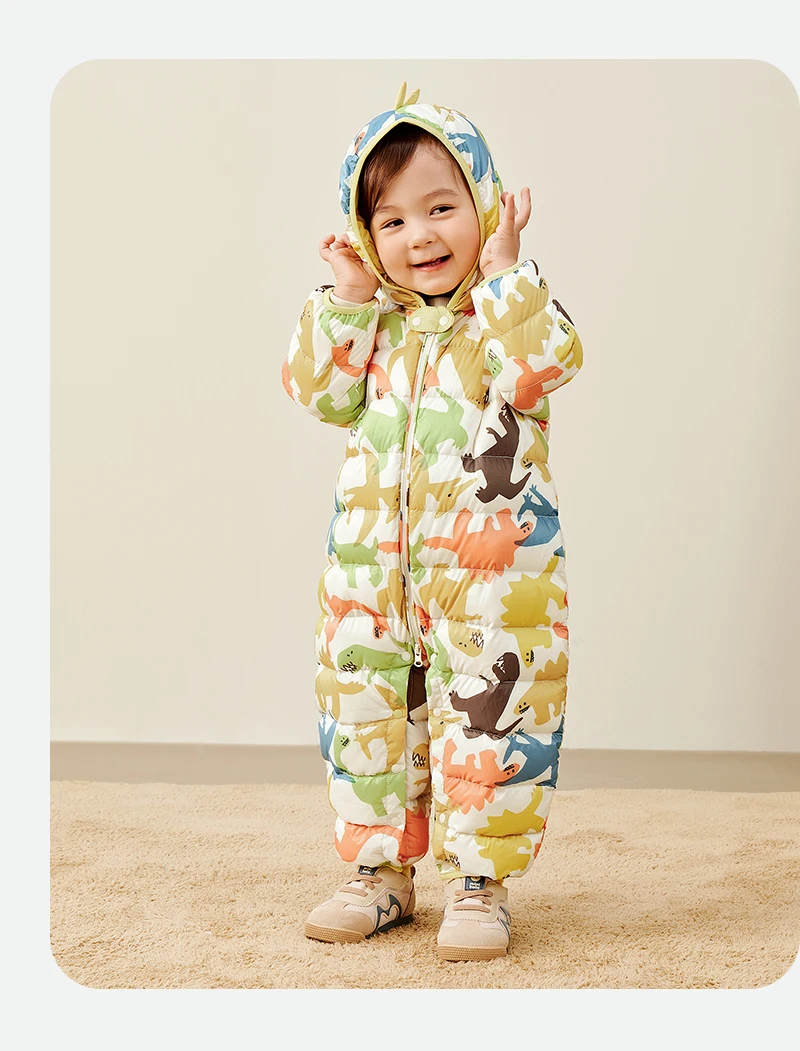 Mini Bala Kids Down Romper Winter Windproof Waterproof Cute Warm Jumpsuit