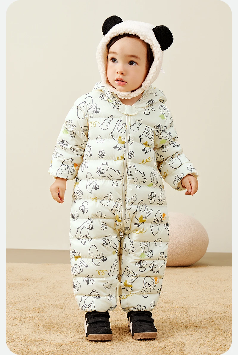 Mini Bala Kids Down Romper Winter Windproof Waterproof Cute Warm Jumpsuit