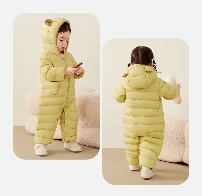 Mini Bala Kids Down Romper Winter Windproof Waterproof Cute Warm Jumpsuit