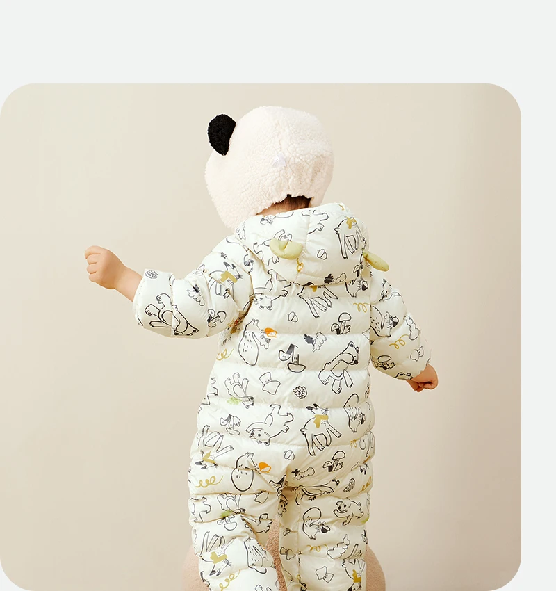 Mini Bala Kids Down Romper Winter Windproof Waterproof Cute Warm Jumpsuit
