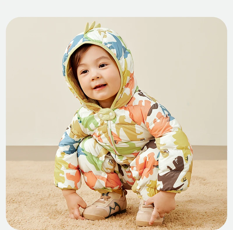 Mini Bala Kids Down Romper Winter Windproof Waterproof Cute Warm Jumpsuit