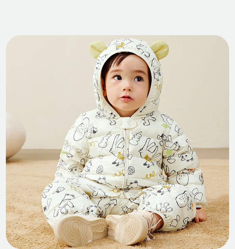 Mini Bala Kids Down Romper Winter Windproof Waterproof Cute Warm Jumpsuit