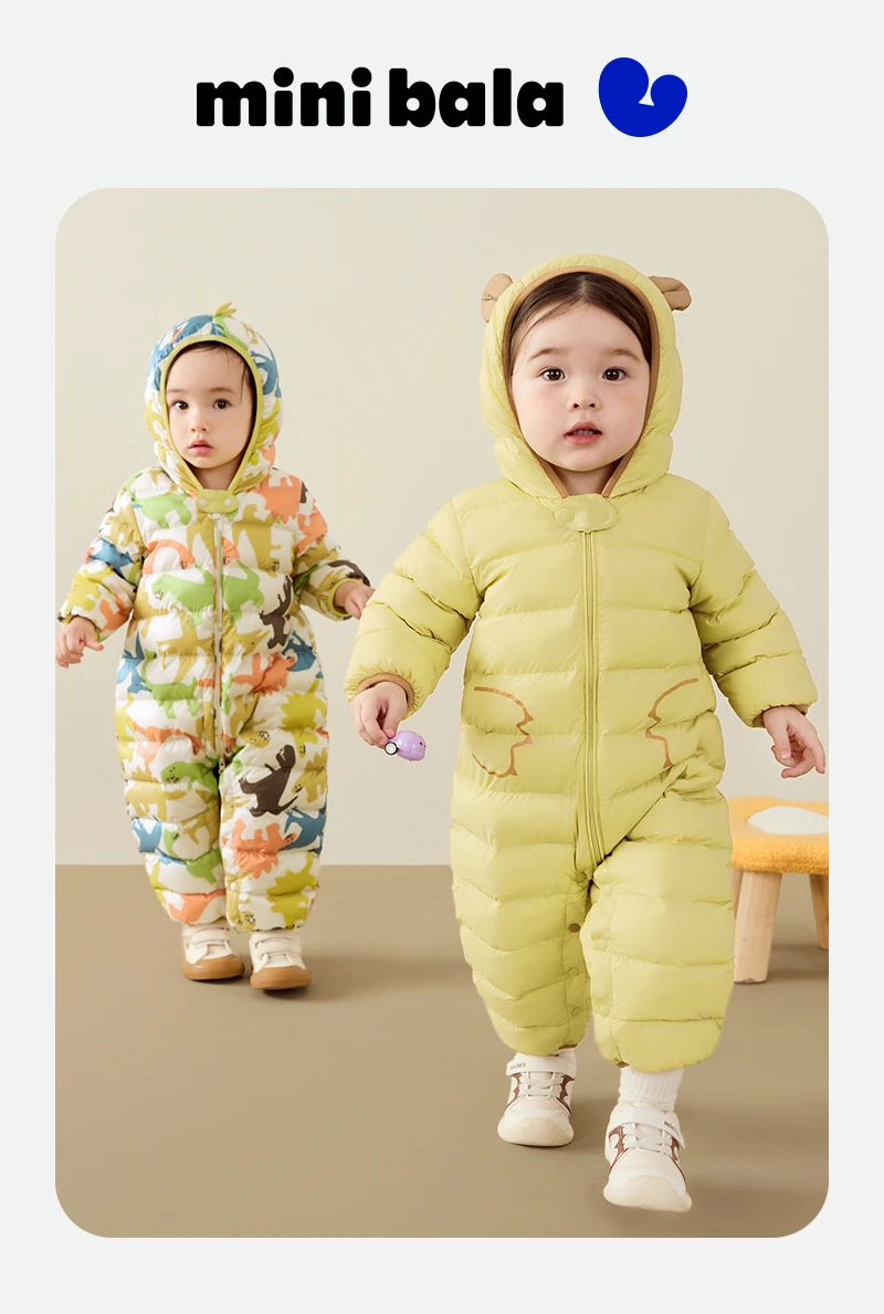 Mini Bala Kids Down Romper Winter Windproof Waterproof Cute Warm Jumpsuit