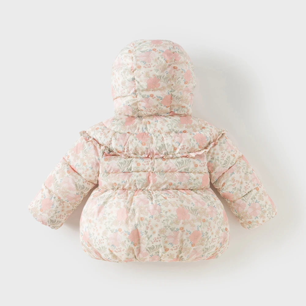 Dave Bella Girls Baby Cute Hooded Outerwear Winter Fashion Casual Sweet Floral Print Children Parkas Outdoor Tops Warm DB4254110