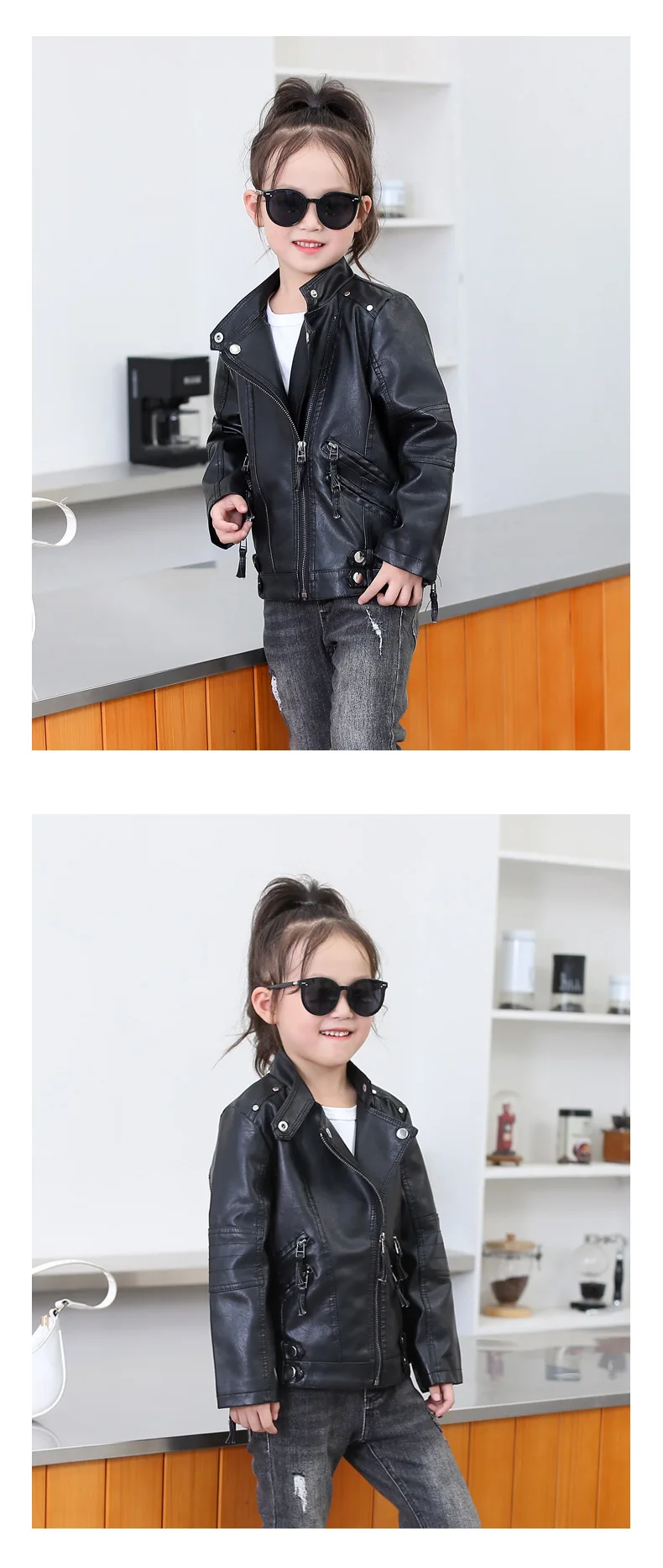 Luxury Kids Children Spring Autumn Leather Jacket for Tweens Girls Casual PU Coat Black Red Pink Color Leather Clothing 2-14 Y