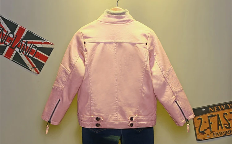 Luxury Kids Children Spring Autumn Leather Jacket for Tweens Girls Casual PU Coat Black Red Pink Color Leather Clothing 2-14 Y