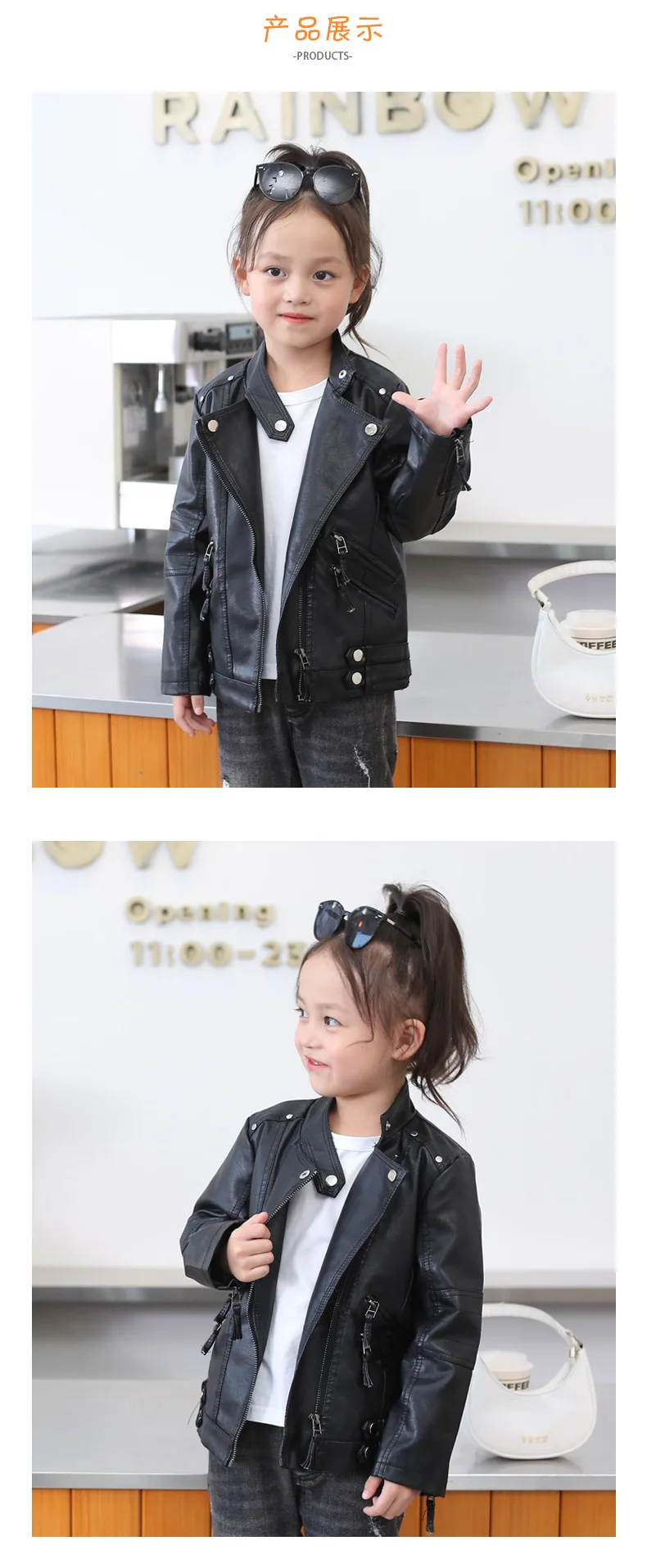 Luxury Kids Children Spring Autumn Leather Jacket for Tweens Girls Casual PU Coat Black Red Pink Color Leather Clothing 2-14 Y