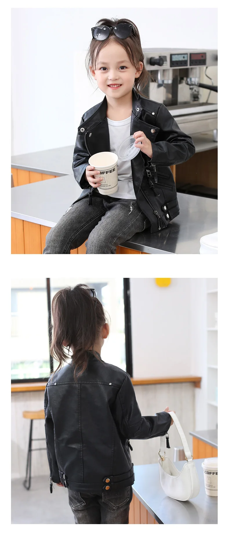 Luxury Kids Children Spring Autumn Leather Jacket for Tweens Girls Casual PU Coat Black Red Pink Color Leather Clothing 2-14 Y