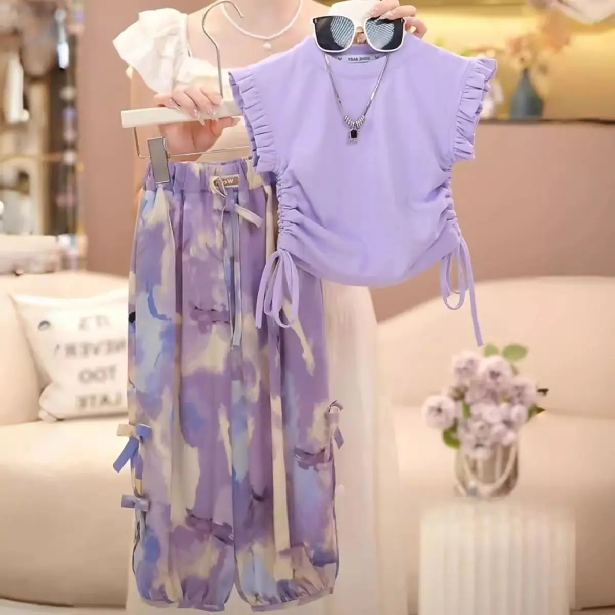 Summer Baby Girls Clothes Sets Outfits Kids Clothes Vest +Pants Children Clothing Set Fashion 3 4 5 6 7 8 9 10 11 12 Years Kids