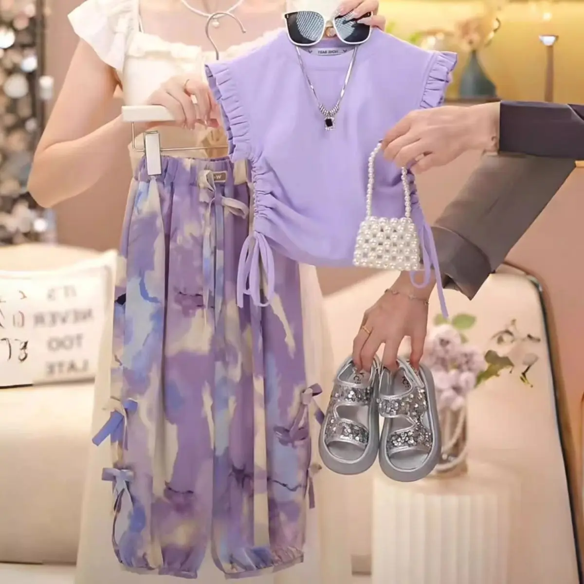 Summer Baby Girls Clothes Sets Outfits Kids Clothes Vest +Pants Children Clothing Set Fashion 3 4 5 6 7 8 9 10 11 12 Years Kids