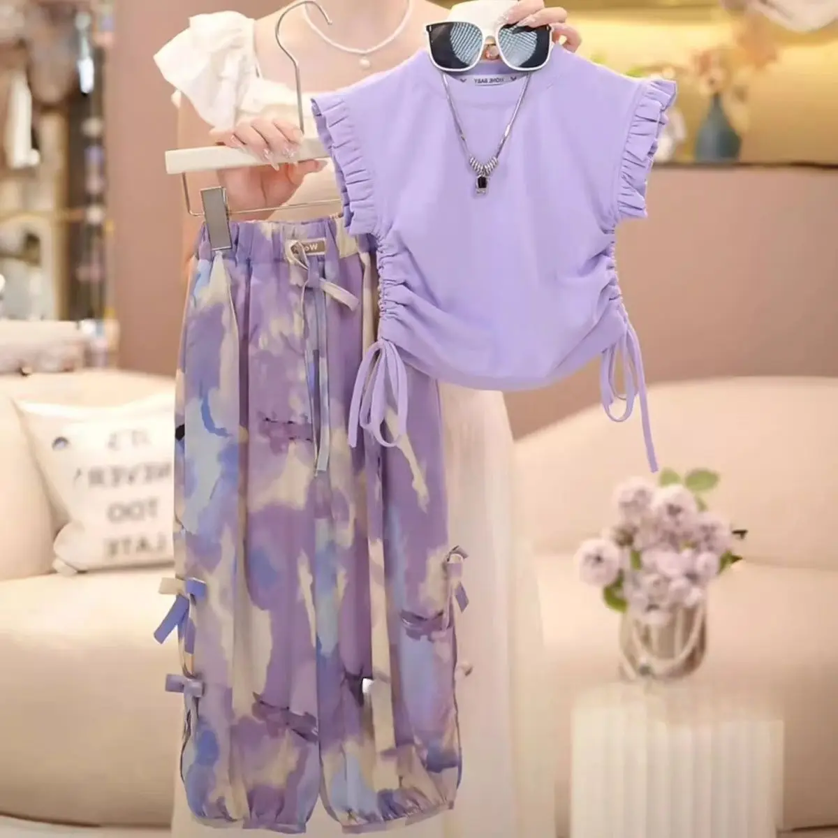 Summer Baby Girls Clothes Sets Outfits Kids Clothes Vest +Pants Children Clothing Set Fashion 3 4 5 6 7 8 9 10 11 12 Years Kids