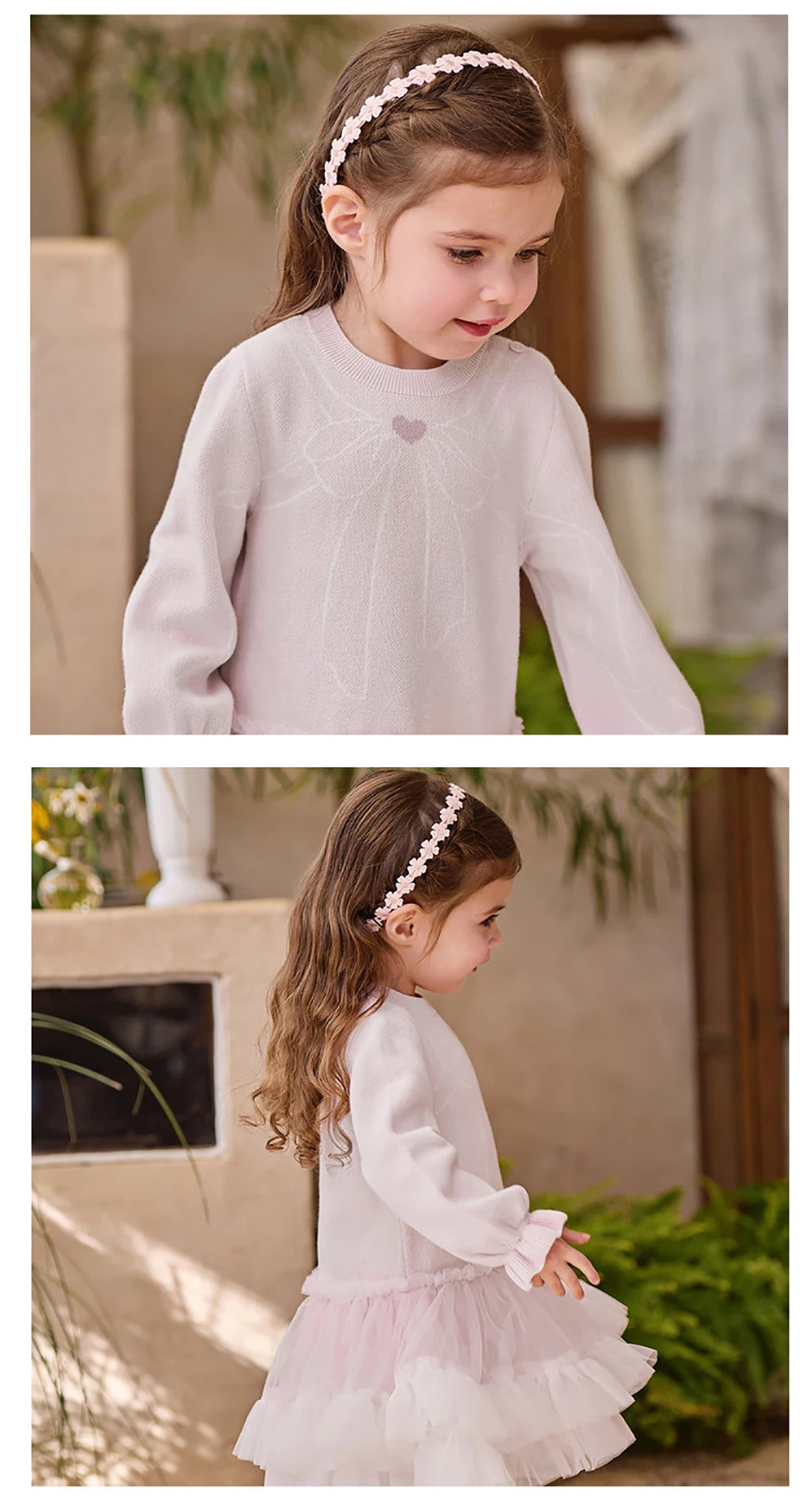Dave Bella Autumn Spring Sweater Mesh Dress Girls Long Sleeves Party Princess Dress Children's Birthday Clothes DB1260665 