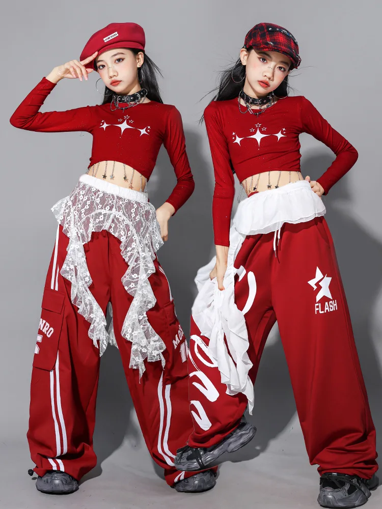 Girls Hip Hop Crop Top Colorful Cargo Pants Children Costumes Kids Streetwear Jazz K-pop Street Dance Girl Group Clothes Sets