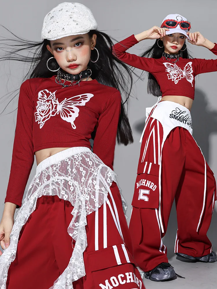 Girls Hip Hop Crop Top Colorful Cargo Pants Children Costumes Kids Streetwear Jazz K-pop Street Dance Girl Group Clothes Sets