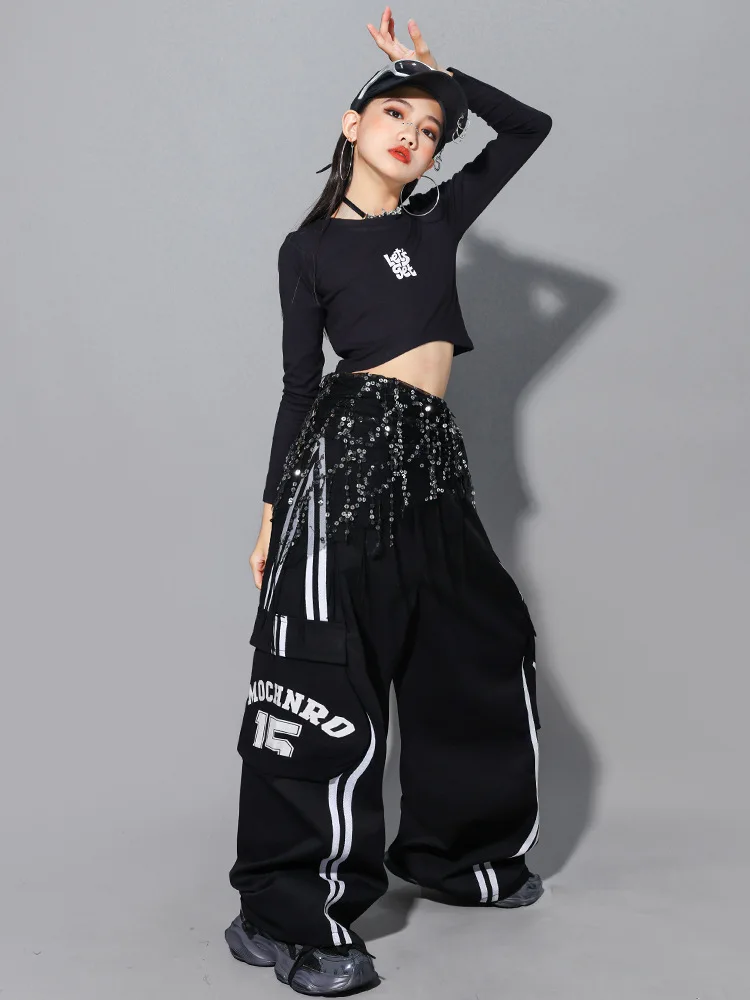 Girls Hip Hop Crop Top Colorful Cargo Pants Children Costumes Kids Streetwear Jazz K-pop Street Dance Girl Group Clothes Sets