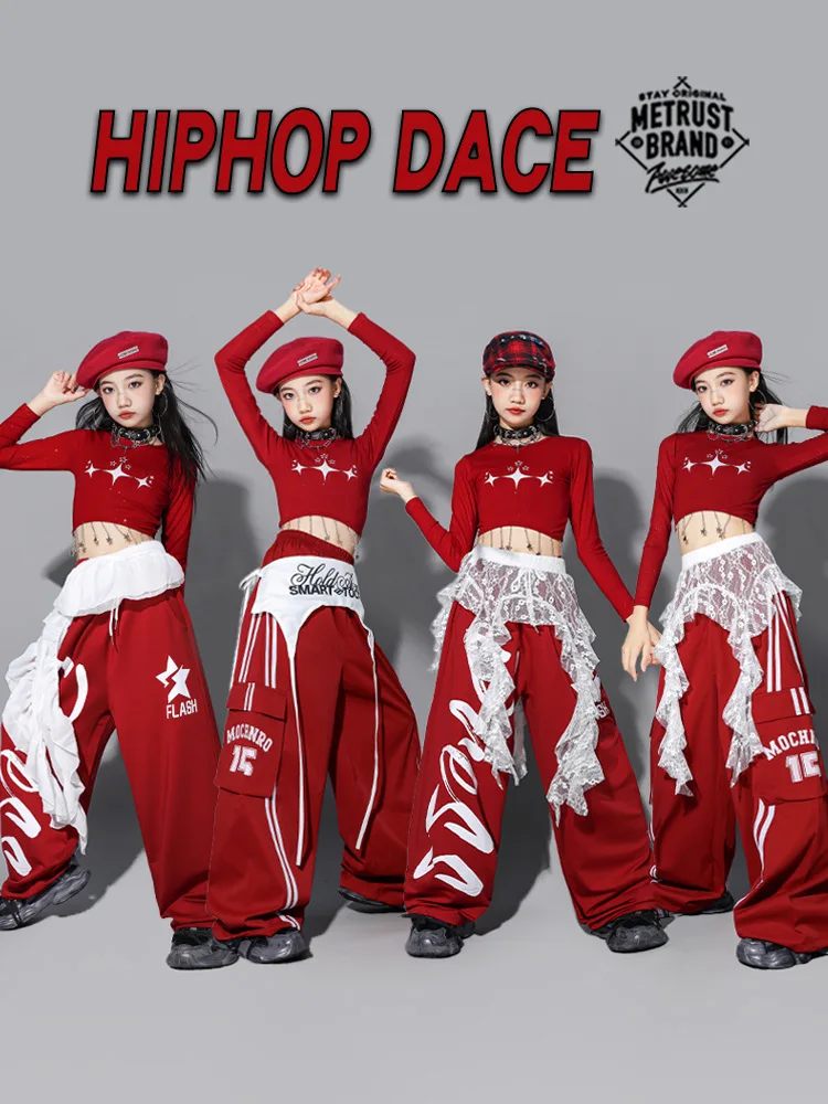 Girls Hip Hop Crop Top Colorful Cargo Pants Children Costumes Kids Streetwear Jazz K-pop Street Dance Girl Group Clothes Sets