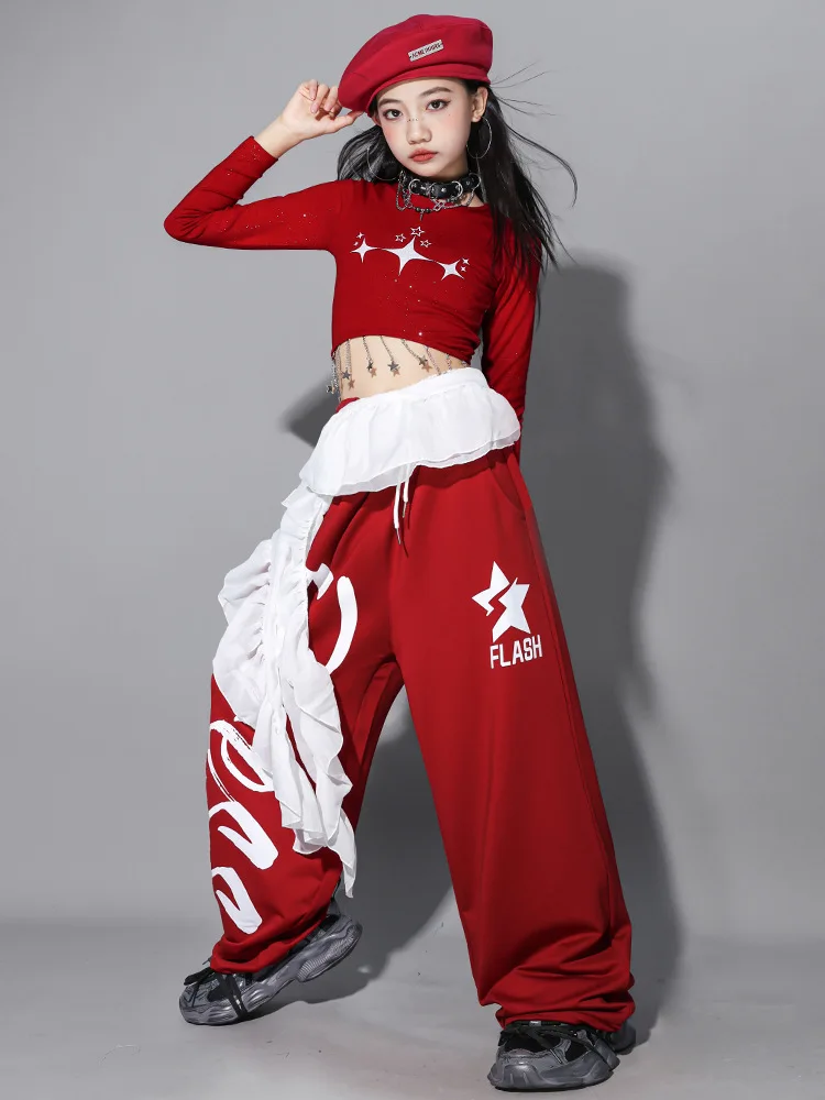 Girls Hip Hop Crop Top Colorful Cargo Pants Children Costumes Kids Streetwear Jazz K-pop Street Dance Girl Group Clothes Sets