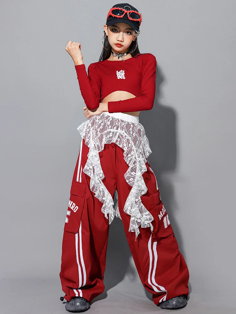Girls Hip Hop Crop Top Colorful Cargo Pants Children Costumes Kids Streetwear Jazz K-pop Street Dance Girl Group Clothes Sets