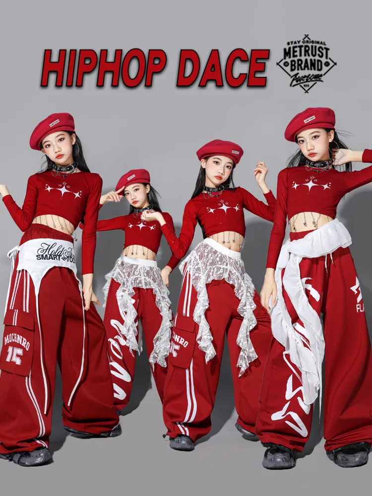 Girls Hip Hop Crop Top Colorful Cargo Pants Children Costumes Kids Streetwear Jazz K-pop Street Dance Girl Group Clothes Sets
