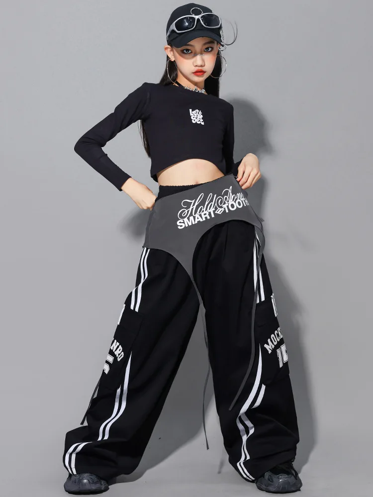 Girls Hip Hop Crop Top Colorful Cargo Pants Children Costumes Kids Streetwear Jazz K-pop Street Dance Girl Group Clothes Sets