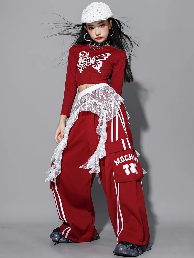 Girls Hip Hop Crop Top Colorful Cargo Pants Children Costumes Kids Streetwear Jazz K-pop Street Dance Girl Group Clothes Sets