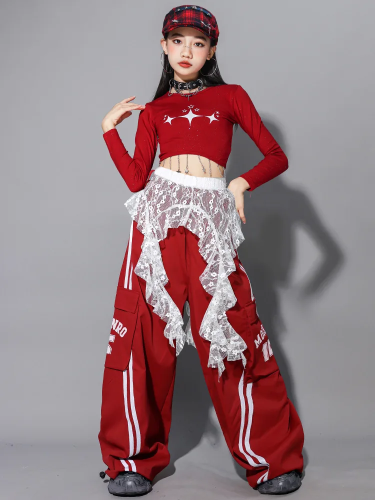 Girls Hip Hop Crop Top Colorful Cargo Pants Children Costumes Kids Streetwear Jazz K-pop Street Dance Girl Group Clothes Sets