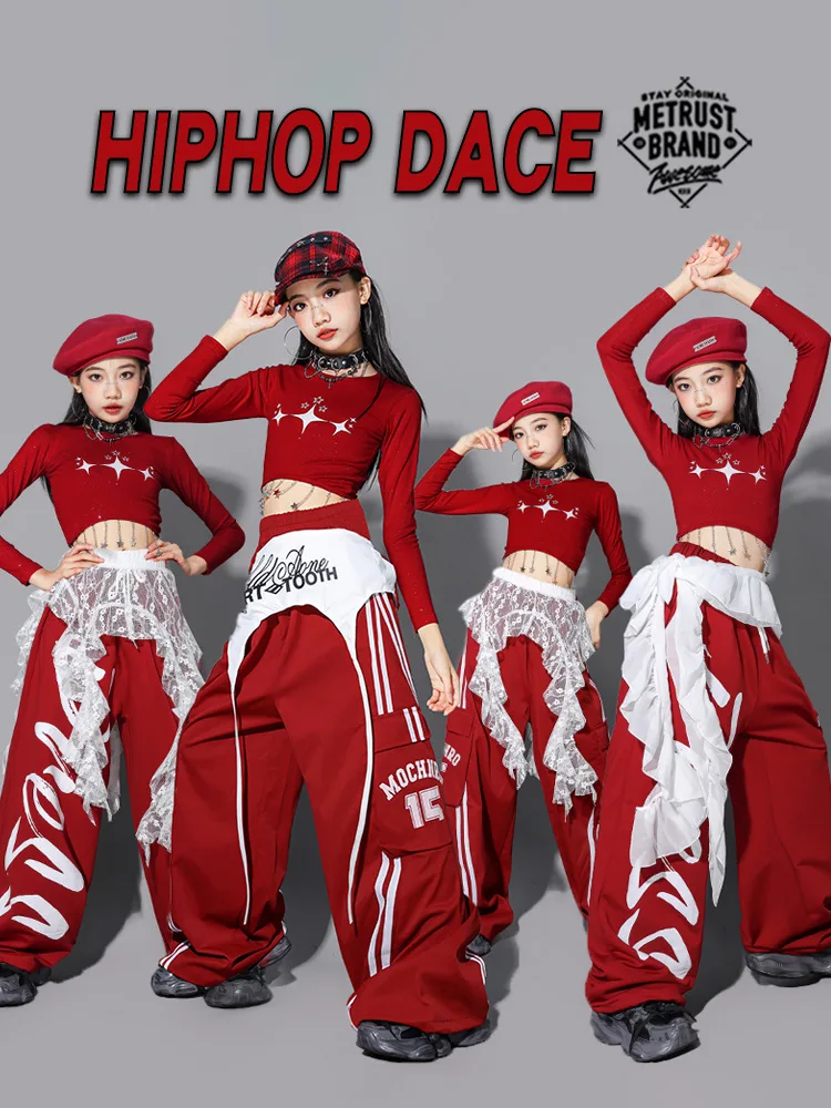 Girls Hip Hop Crop Top Colorful Cargo Pants Children Costumes Kids Streetwear Jazz K-pop Street Dance Girl Group Clothes Sets
