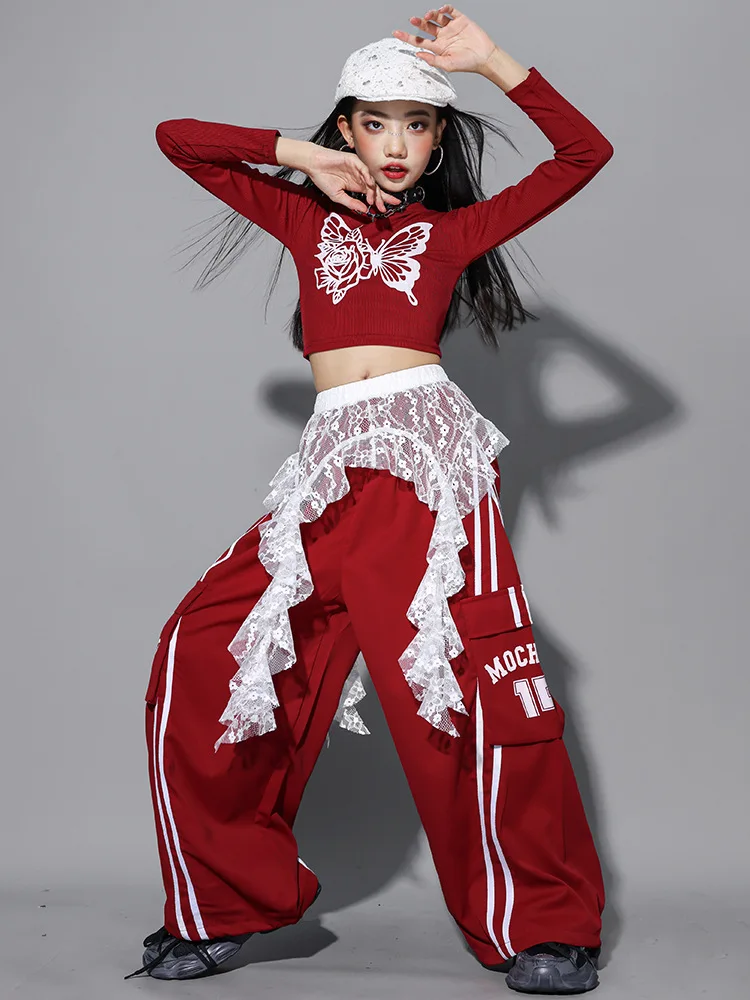 Girls Hip Hop Crop Top Colorful Cargo Pants Children Costumes Kids Streetwear Jazz K-pop Street Dance Girl Group Clothes Sets