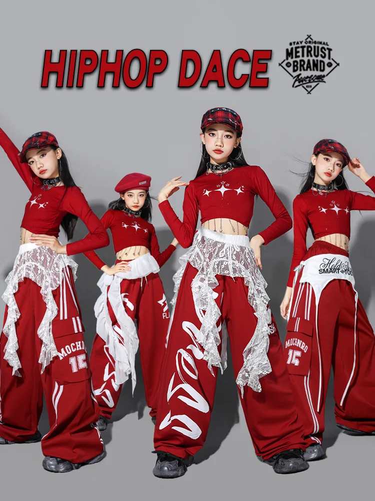 Girls Hip Hop Crop Top Colorful Cargo Pants Children Costumes Kids Streetwear Jazz K-pop Street Dance Girl Group Clothes Sets