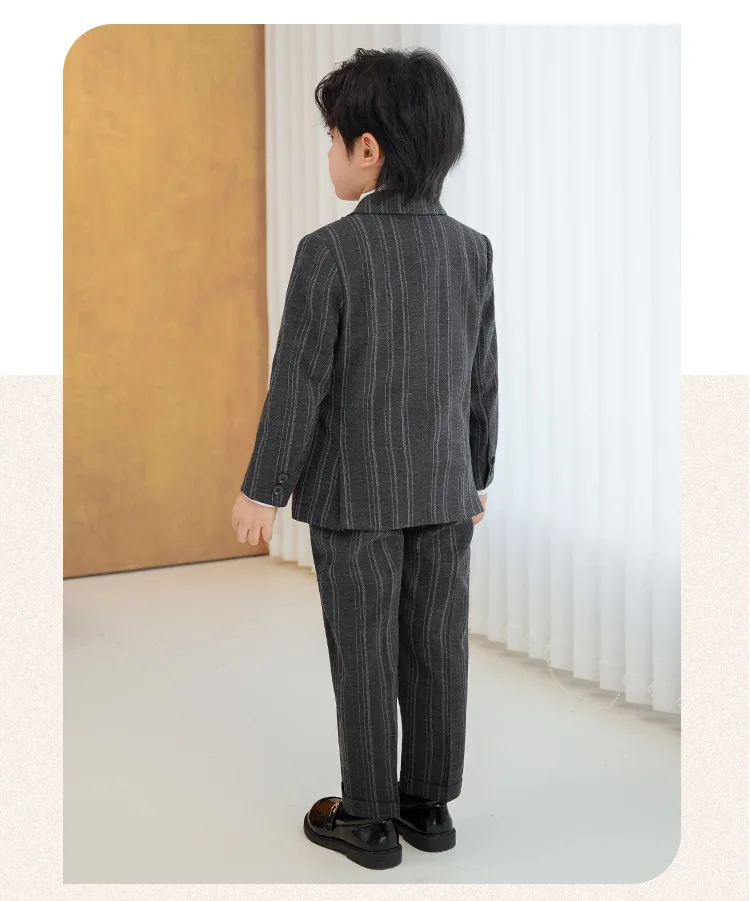 OLEKID New Children Boys Striped Suit Formal Elegant Handsome Boys Suit Kid Blazer Vest And Pants 4/5Pcs Suit 1-10Y Boy Costume
