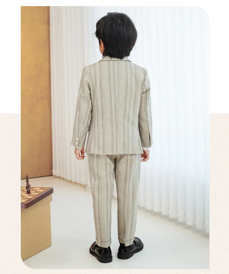 OLEKID New Children Boys Striped Suit Formal Elegant Handsome Boys Suit Kid Blazer Vest And Pants 4/5Pcs Suit 1-10Y Boy Costume