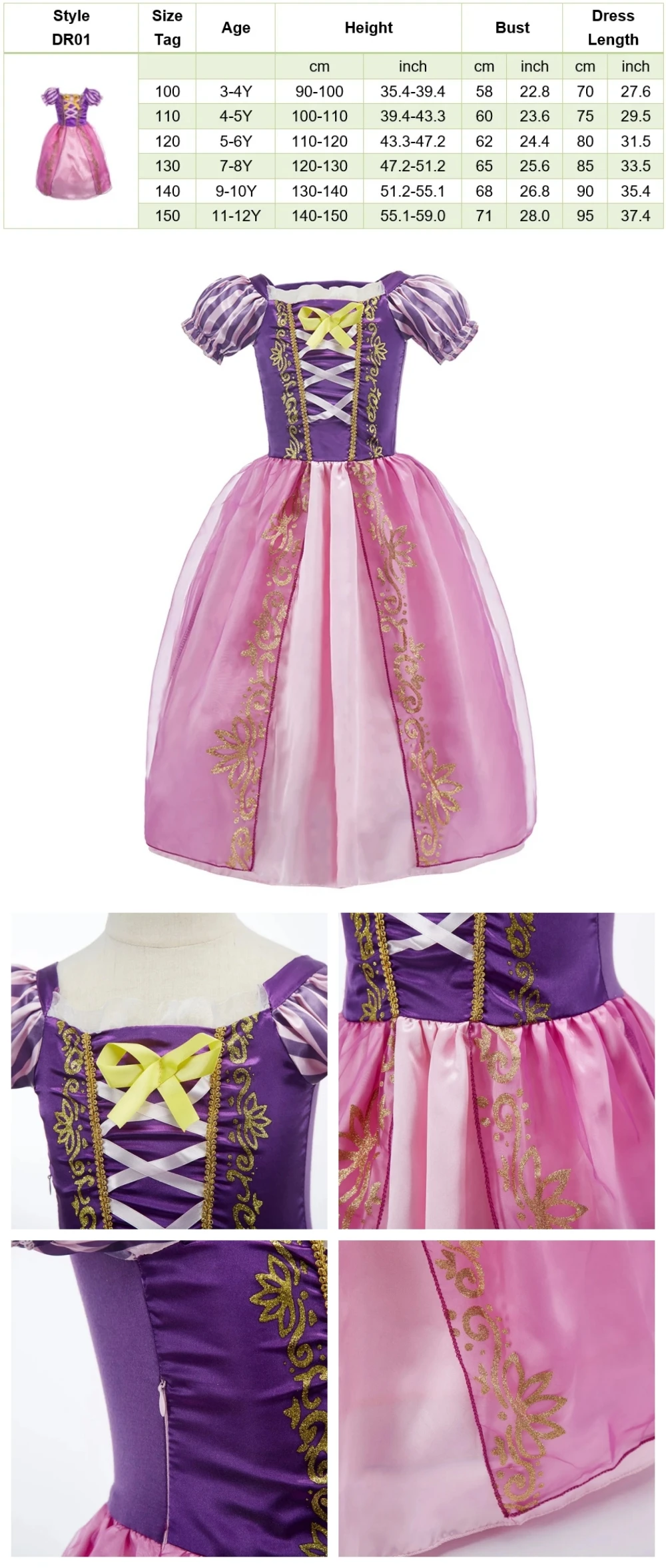 Muababy Fairy Tale Princess Gown for Girls Holiday Party Costume Halloween Carnival Outfit Kids Aurora Elsa Style 2-8Y Vestido