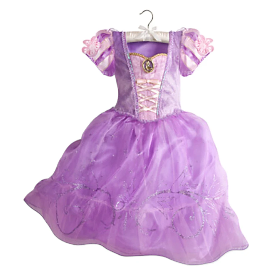 Muababy Fairy Tale Princess Gown for Girls Holiday Party Costume Halloween Carnival Outfit Kids Aurora Elsa Style 2-8Y Vestido