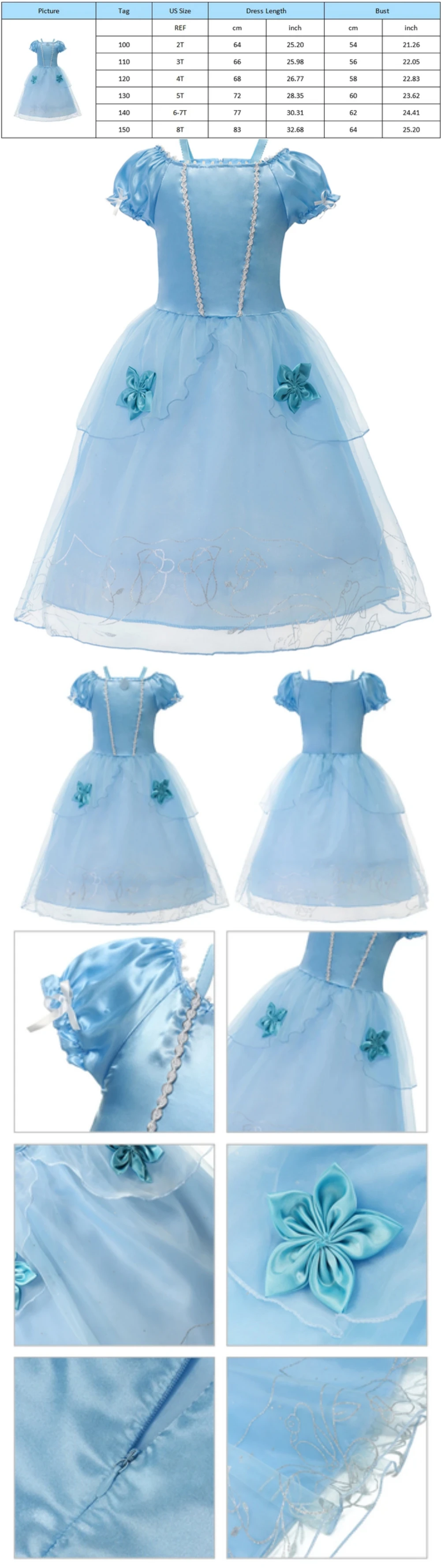 Muababy Fairy Tale Princess Gown for Girls Holiday Party Costume Halloween Carnival Outfit Kids Aurora Elsa Style 2-8Y Vestido