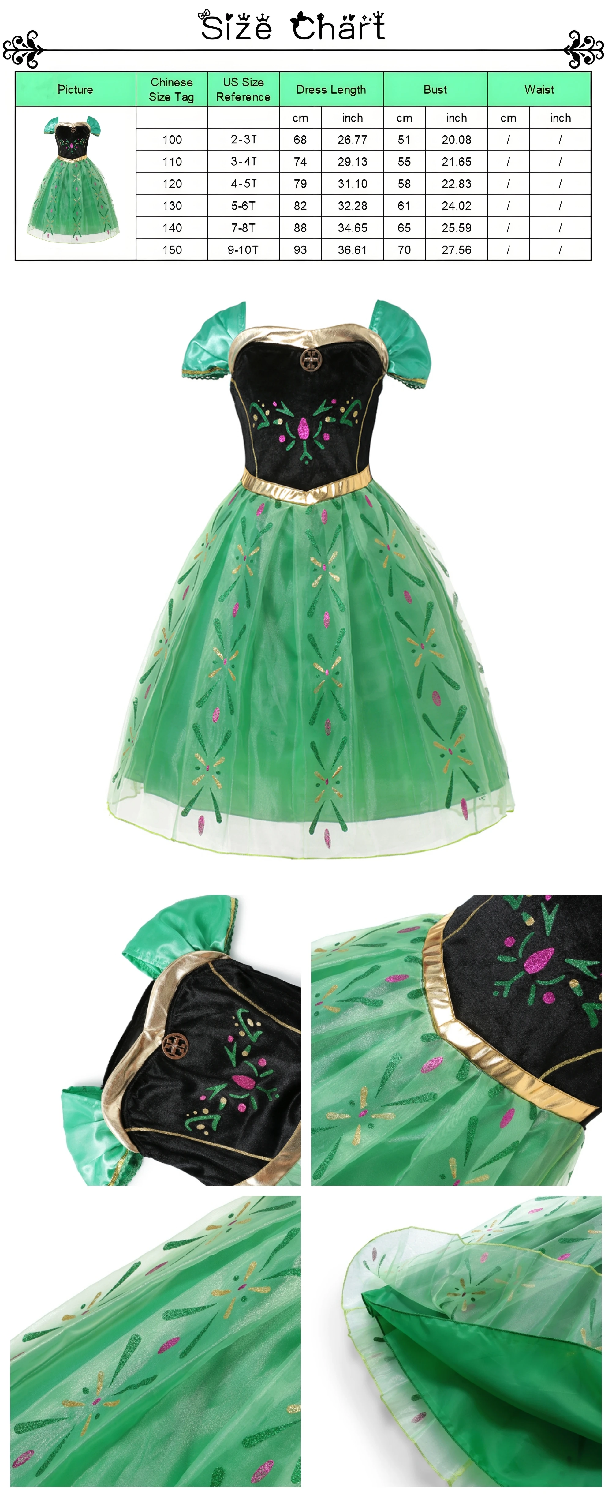 Muababy Fairy Tale Princess Gown for Girls Holiday Party Costume Halloween Carnival Outfit Kids Aurora Elsa Style 2-8Y Vestido