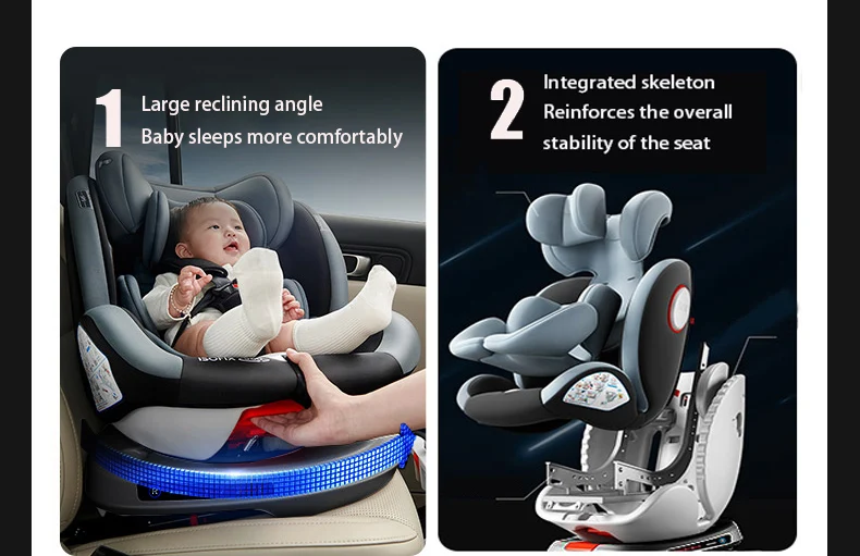 Baby Car Seat ISOFIX 360 Rotating Child Safety Seat for 0-12 Years Car Seat Baby Newborn Infant Toddler Child Car Seat Reclining Forward Reverse Mounting Five Point Belt Side Impact Protection Adjustable Headrest Support Leg Kids Car Seats Booster
