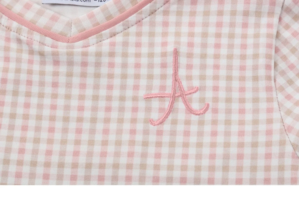 AP SS26 gingham plaid cotton pajamas children girl boy casual homewear dress set romper family matching clothing