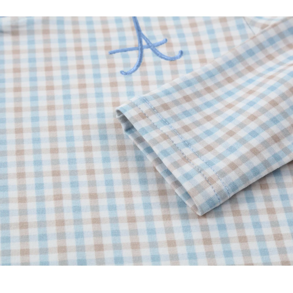 AP SS26 gingham plaid cotton pajamas children girl boy casual homewear dress set romper family matching clothing